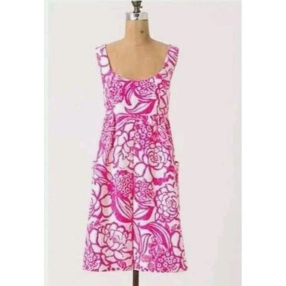 Vanessa VIrginia Dresses & Skirts - Vanessa Virginia‎ Anthropologie Pink White Jacquard Floral Sleeveless Dress 0